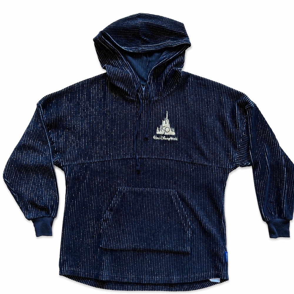 Disney World 50th Anniversary Spirit Jersey Velour Hoodie Black Gold Medium Luxe - Picture 3 of 13